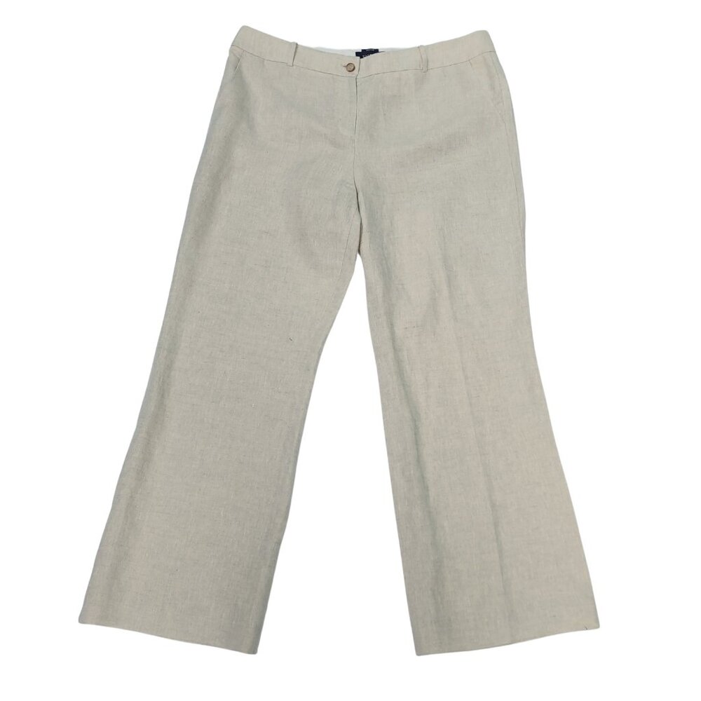 Talbots Windsor Curvy Wide Leg Linen Pants Women Trousers Size 16 Neutral Tan - Picture 13 of 13